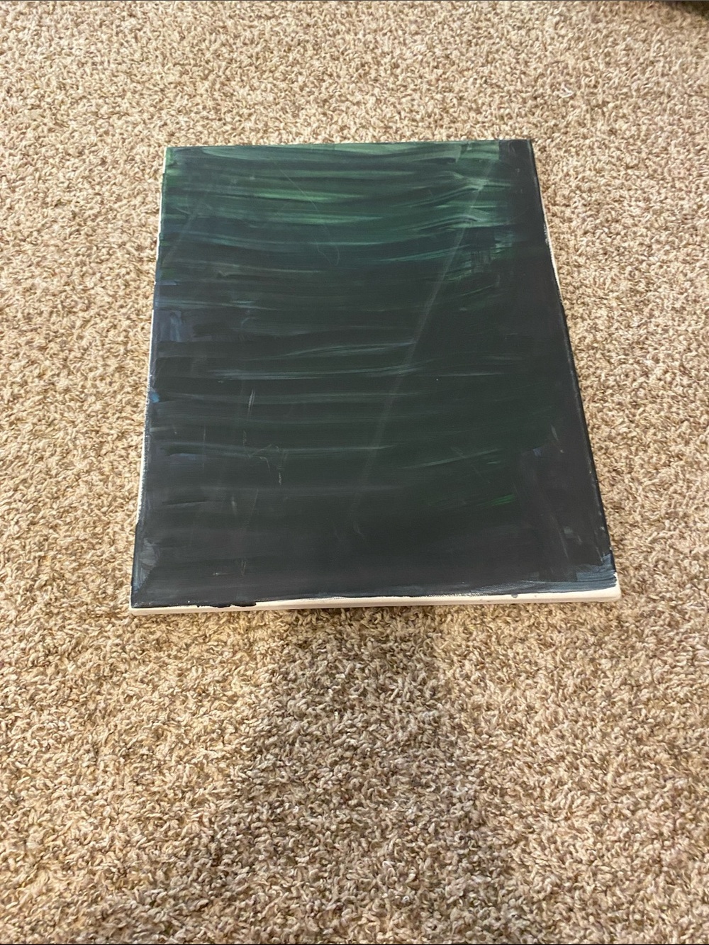 Abstract Dark Green Minimalist Canvas Painting by